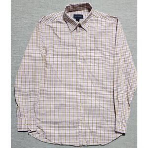 Scott Barber Plaid‎ Button Down Shirt Men’s Large Blue Yellow Long Sleeve